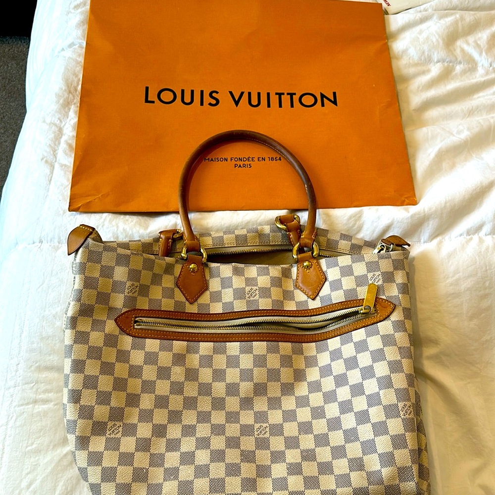 LOUIS VUITTON Damier Azur Saleya GM Tote Bag